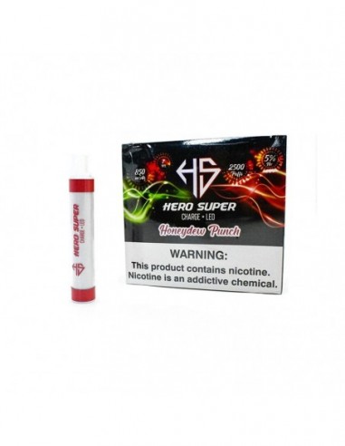 HERO Super LED Rechargable Disposable Vape Pen 2500 Puffs Honeydew Punch 1pcs:0 US